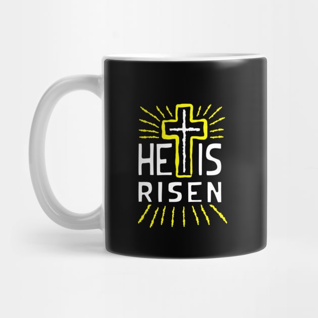 He is risen, with cross white text by Selah Shop